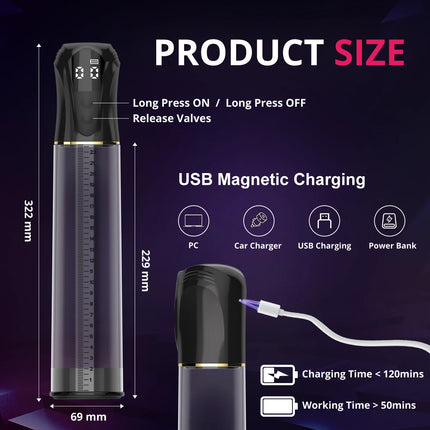 Electric Penis Pump IPX7 Waterproof Adult Sex Toys Dick Enlarger for Men Erection Penis Enlargement Masturbator Sex Toys for Men