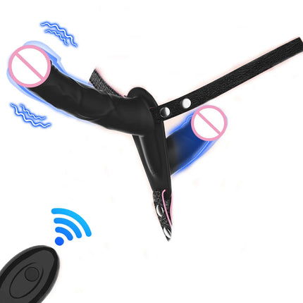 Double Head Artificial Penis Wearable Electric Strapon Vibrator For Lesbian Vibrating Sex Toys Strap On Belt Dildos For Girl