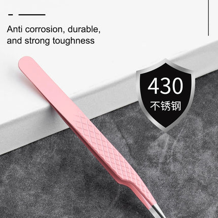 Fiber Tip Tweezers for Eyelash Extension Pink Stainless Steel High Precision Lash Tweezers for Volume Fans Makeup Tools