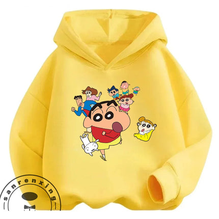 Casual Winter Kids Hoodie Cute Cartoon Hooded Trendy Street Style Wear Crayon Shin Chan Boys Girls 3 14