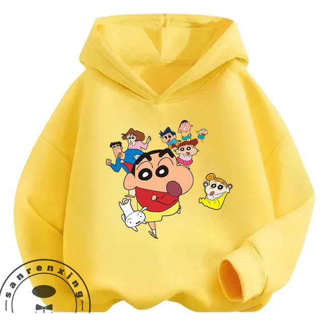Casual Winter Kids Hoodie Cute Cartoon Hooded Trendy Street Style Wear Crayon Shin Chan Boys Girls 3 14
