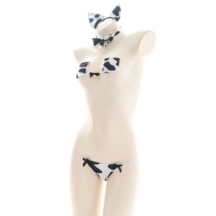 Anime Cartoon Cow Series Bodysuit Underwear Maid Unifrom Costume Kawaii Girl Bikini Swimsuit Set Sexy Lingeri Outfit Cosplay