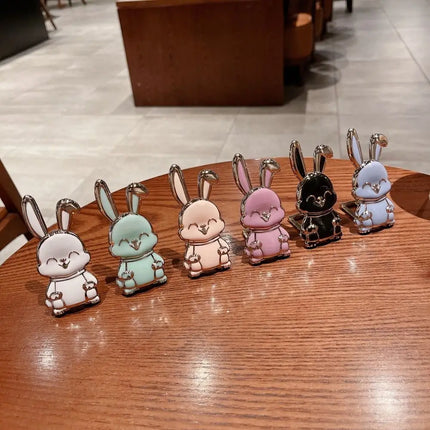 Cute ABS Bunny Finger Ring Holder Mobile Phone Holder Foldable Mobile Phone Mini Pull Rod Phone Back Sticker Pad