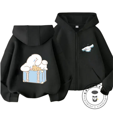 Cinnamoroll 2026 Hot Zipper Hoodie 3-14Y Boys Girls Autumn Winter Cute Kawaii Cartoon Street Hot Fashion Outdoor Casual Warm