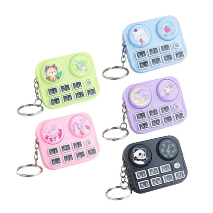 Mini Keychain with DJ Disc Player for Kids, Musical Instrument Sound Button, Toy Games, Educational Toy Bag, Pendant Keychain, 1