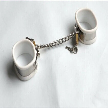 BDSM bondage restraints stainless steel silicone hand ankle cuffs sex toys for couples bed bondage chastity handcuffs