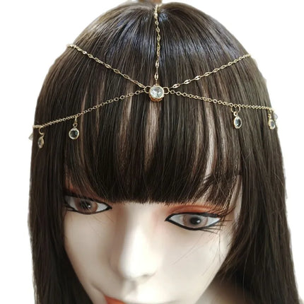 2025 Elegant Crystal Wedding Head Chain for Women Indian Forehead Jewelry Long Tassel Hair Accessories Bridal Boho Headpiece