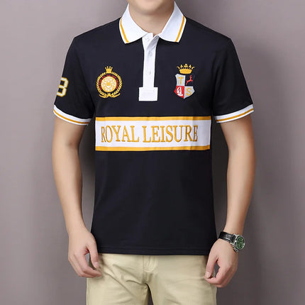 New men's polo shirt Europe America Royal leisure advanced pure cotton high-end embroidery luxury refined top original design