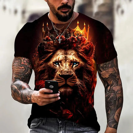 Tiger Print Men's Pattern Design O Neck Novelty T Shirt Temperament Casual Comfortable T Shirt Summer Men's 3D Clothing Tops