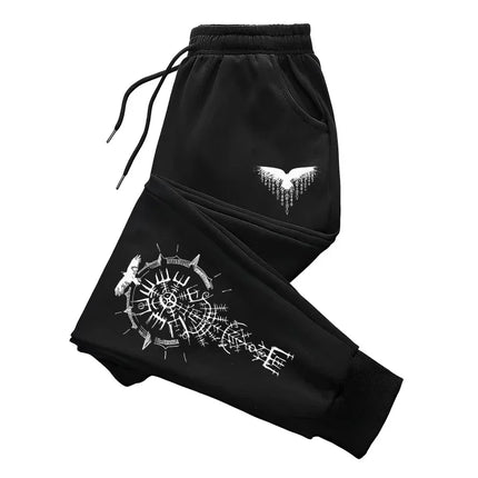 Autumn Winter Men Casual Pants Comfort Joggers Sporty Sweatpants Outdoor Raven Runes Design 2025 New Fashion Trend