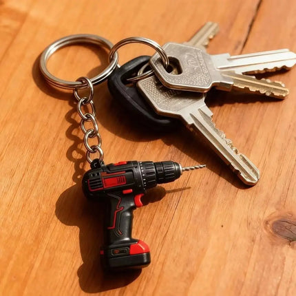 Lifelike Electric Drill Key Chain Cool Design Lightweight Drill Key Ring Mini Size PVC Mini Electric Drill Keychain