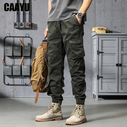 CAAYU Joggers Cargo Pants Mens Casual Hip Hop Y2k Multi-Pocket Male Trousers Sweatpants Streetwear Techwear Tactical Khaki Pants