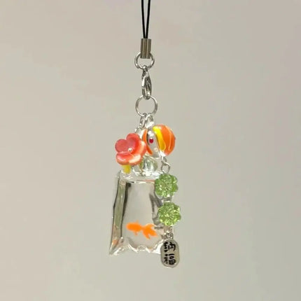 Y2K Charms Phone Pendant Cute Fish Sweet Girl Phone Lanyard Keychain For CCD Camera Girl Bag Schoolbag Ins Korea Jewelry