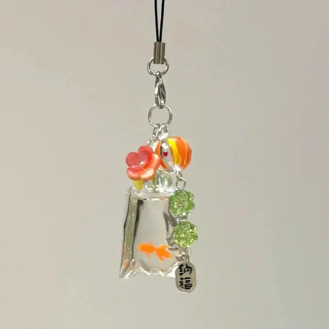 Y2K Charms Phone Pendant Cute Fish Sweet Girl Phone Lanyard Keychain For CCD Camera Girl Bag Schoolbag Ins Korea Jewelry