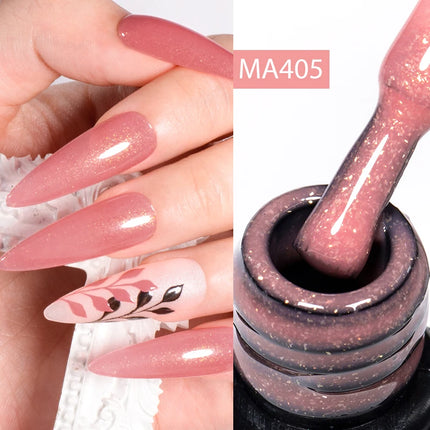MEET ACROSS 7ml Rubber Base Gel Glitter Nude Pink White 2 In 1 Gel Nail Polish Nail Art Varnish For Nails Winter Autumn Manicure