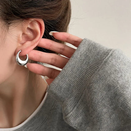 925 Sterling Silver Vintage Round Earrings For Women Trendy Metal Hoop Earring Jewelry Prevent Allergy Party Accessories Gifts