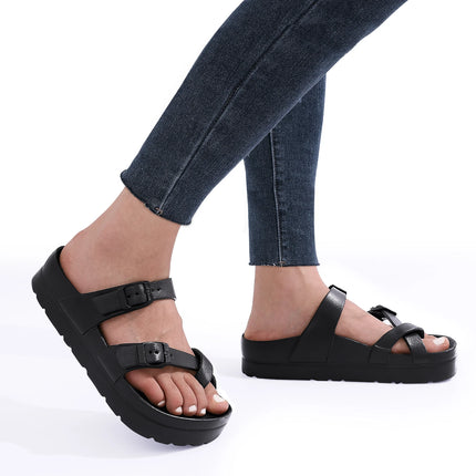 KIDMI Womens Platform Sandals with Arch Support Women Sandals Outdoor Light Beach Sandal Woman Comfort Ultra Cushion EVA Slides