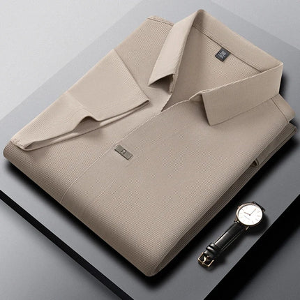 2026 New Men's Casual and Fashionable Solid Color Short Sleeved Polo Shirt Comfortable and Versatile Summer T-shirt
