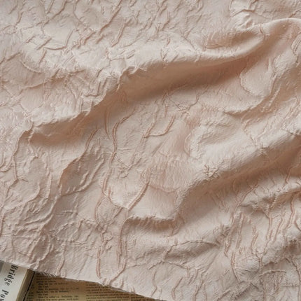 Blush Textured Jacquard Fabric Spring Fall Minimalist Cosmetic Bag Lightweight Elegant Women Sustainable Organic Embossed