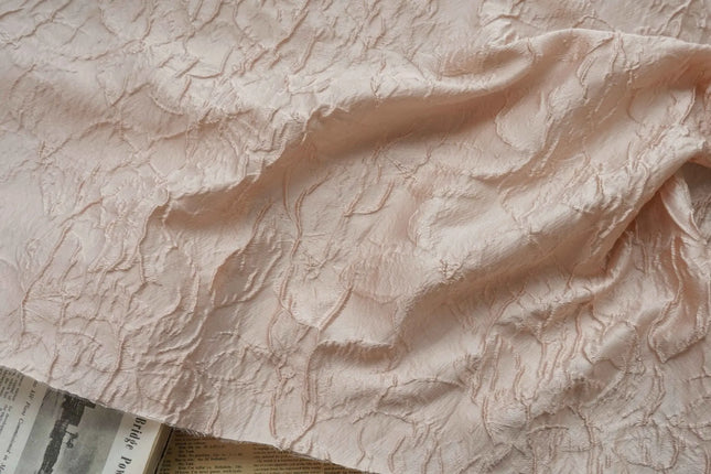 Blush Textured Jacquard Fabric Spring Fall Minimalist Cosmetic Bag Lightweight Elegant Women Sustainable Organic Embossed