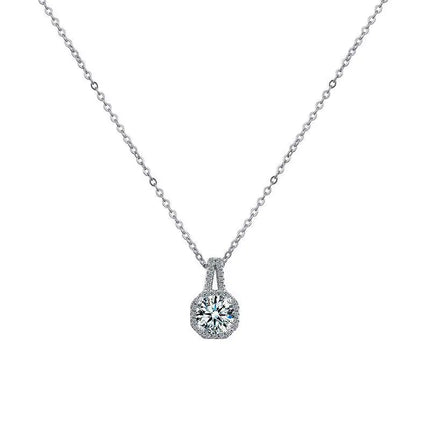 2CT Moissanite Square Necklace Pendant Women's PT950 Platinum - Polished details, lightweight, for gifting & wearing