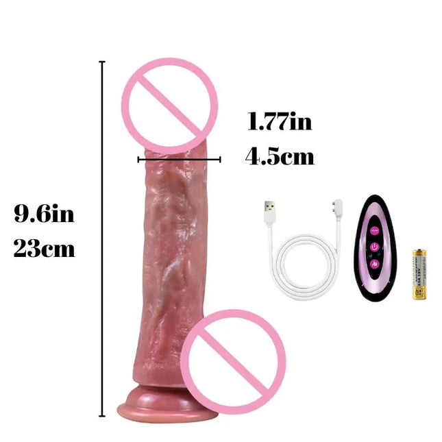 1pc 8.6-inch Thrust Realistic Dildo Vibrator With 9 Telescopic and 10 Vibration Modes With Heating, Silicone Soft Realistic Remote Control Adult Sex Toy For G-spot Vibration Stimulation With Powerful Suction Cup