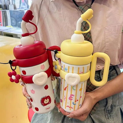 920ML Insulated Thermos with Handle Handheld Thermos Coffee Cup Stainless Steel Large Capacity Sports Water Kettle Travel