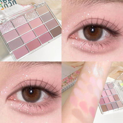 Korean 16 color eyeshadow plate, pearlescent matte lying silkworm, brighten low saturation earth color daily makeup