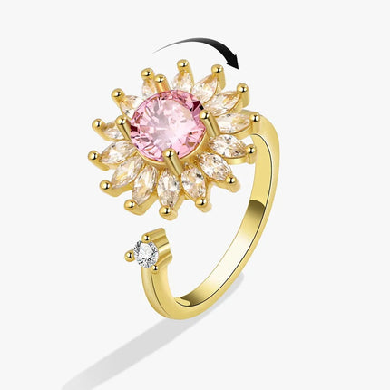 SMJEL Fidget Spinner Ring Anxiety for Women Multiple Crystal Flower Eye Butterfly Animal Ring Rotate Anti Stress Wedding Jewerly