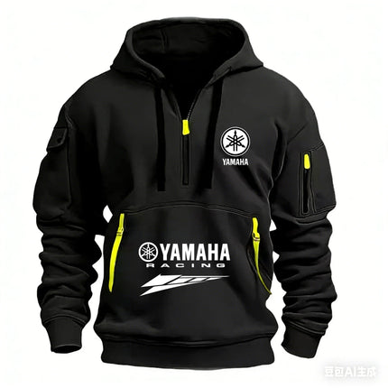 2026 New Yamaha Logo Racing Motorcycle Racing Outdoor Sports Men's Half Zipper Pocket Women's Large Hoodie