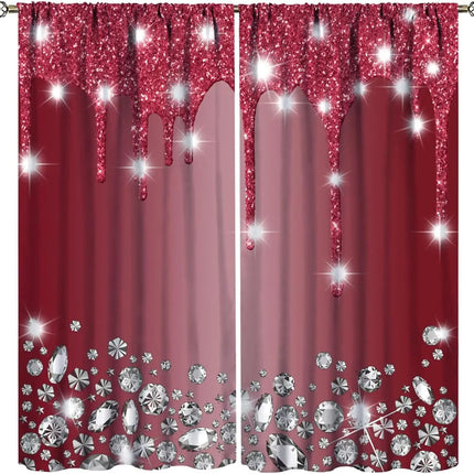 Lips Curtains, Retro Comic Pop Art Girl Applying Red Lipstick Makeup Concept Halftone Background Blackout Rod Pocket Curtains