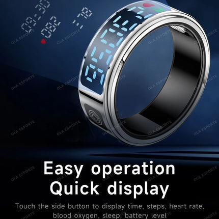 2026 R12 Smart Ring with Display Screen and Touch, Wireless Charging, Health Manager 5ATM Waterproof For Men Women Smartring New