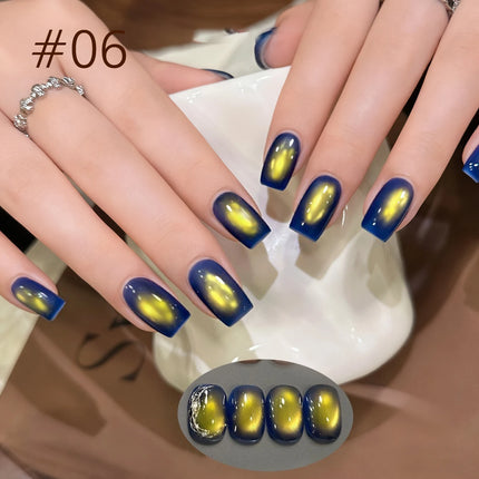 MN 10ml 1-12pcs 2025 Autumn Blue Brown Cat Eye Gel Nail Polish Popular Flash Chocolate Glass Beads Nails Black Nails Christmas