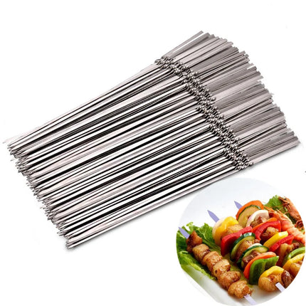 Stainless Steel Barbecue Skewer Reusable BBQ Kebab Skewers for Outdoor Camping Picnic Tools Cooking Tools 10/30Pcs