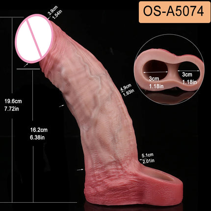 SXXY Realistic Penis Extender Male Delay Ejaculation Cock Sheath Silicone Reusable Condon Sex Toys For Men Couples Sex Pleasure