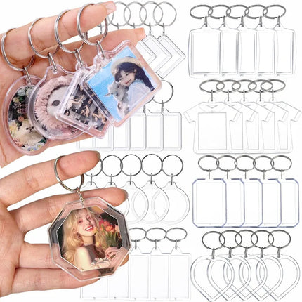 5/20pcs Transparent Photo Frame Keychain Tassels Snap-In Custom Insert Photo Acrylic Blank Keyring Clear Blank Picture Pendant