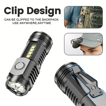 Portable Mini LED Handheld Flashlight Powerful Fingertip Torch Outdoor Waterproof Hiking Camping Flash Light with Pen Clip