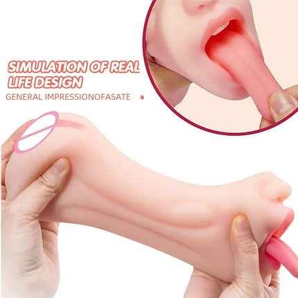 3 IN 1 Sex Toys Masturbation For Men Deep Throat Artificial Real Pussy Oral Male MasturbatorBlowjob Realistic Rubber Vagina