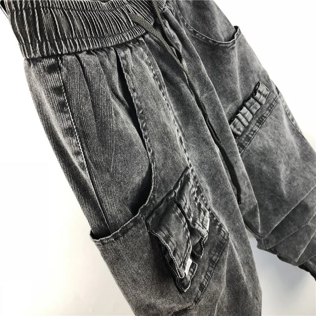 Men Casual Cargo Harem Jeans Pants High Street Hip Hop Length Men's Clothing Denim Sweatpants Spring Autumn Big Size