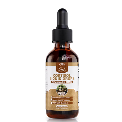 BBEEAAUU Cortisol Health Drop Stress Relief,Balanced Cortisol Response,Relaxation & Deep Sleep  Magnesium,β-NAD+ & Ashwagandha