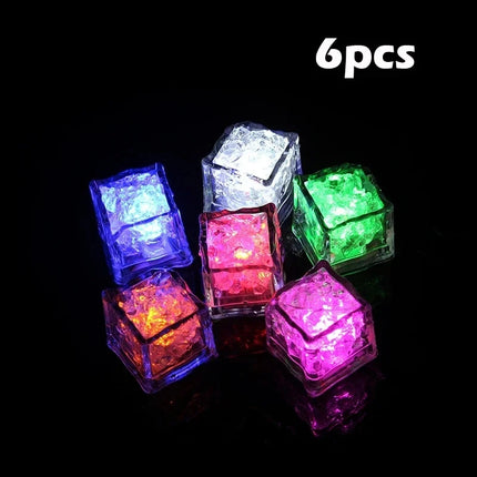 6PCS Luminous LED Ice Cube Colorful Bathtub Light Up Toy Party Supplies Waterproof Glowing Cube Kids Bath Toy Birthday Xmas Gift