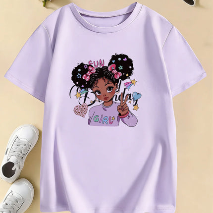 Y2K Retro Fashion Girls Design T-Shirts Summer Short Sleeve Kids Children's T-shirt Boys Girls Spring Casual Top Tee