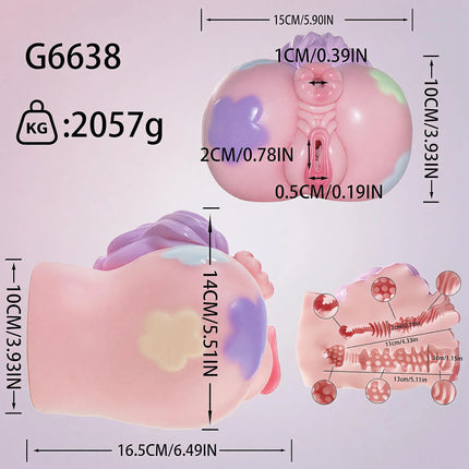 SHAZ Realistic Horse Vagina&Anal Two Channel Stroker, Skin-Friendly Silicone Onahole, Penis Training Stimulator, Sex Toy for Men