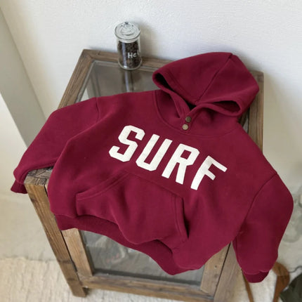Korean Style Autumn Loose Letter Print Hooded Newborn Baby Fleece Hoodies Long Sleeve Winter Infant Sweatshirt For Boys Girls