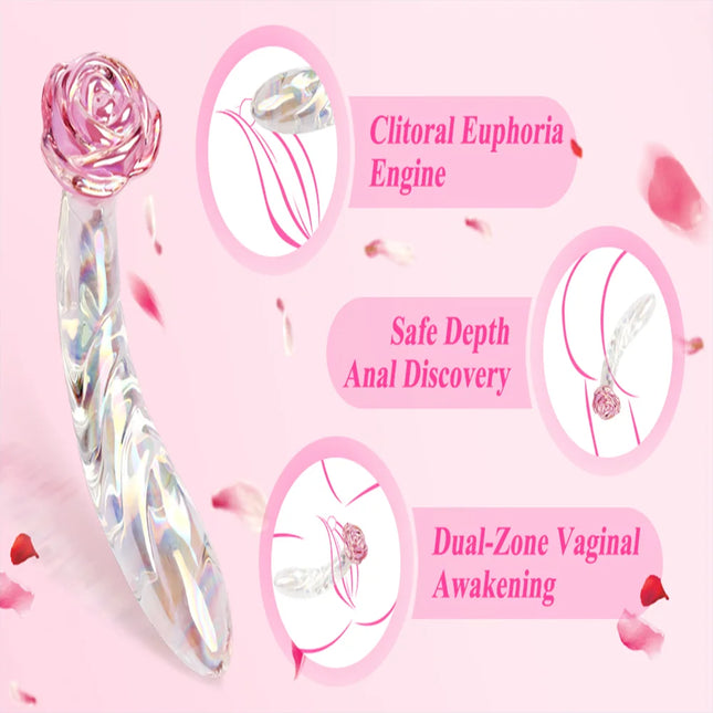 Rose Crystal Glass Dildos Colorful Butt Plug Vaginal Anal Stimulation Beads Prostate Massage Anal Dilator Sex Toys Masturbation