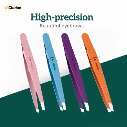 High-Quality Eyebrow Tweezer Colorful Hair Beauty Fine Hairs Puller Stainless Steel Slanted Eye Brow Clips Removal Makeup Tools