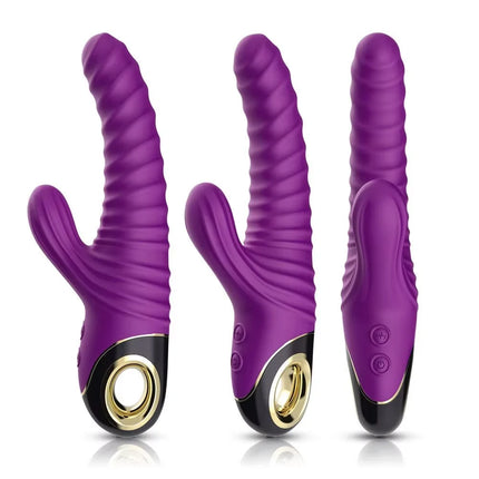 LDS New Arrival Telescopic Swinging Rabbit Head Massager Magnetic Charging Silicone Personal Wellness Stick