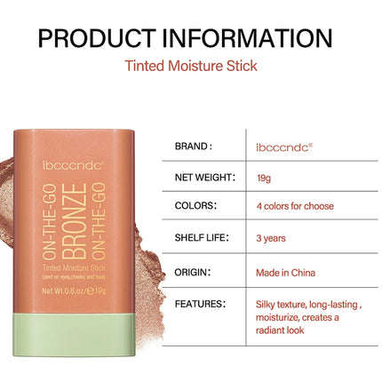 Lakerain Functional Blush Stick Face Makeup Waterproof Easy Color Rouge Blusher Cream High Color Rendering Brightening Skin Tone