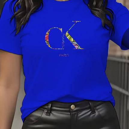 Summer luxury brand fashion cartoon letter print crew collar clothing short sleeve T-shirt  trend women's summer Y2K top