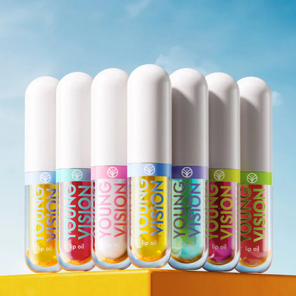 YOUNG VISION 6-Color Refreshing Fruit Flavored Moisturizing Lip Oil Set Colorful, Hydrating, and Moisturizing Lip Gloss